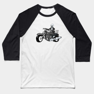 ST Patricks Day Skeleton Man riding a Big Road Motorbike Baseball T-Shirt